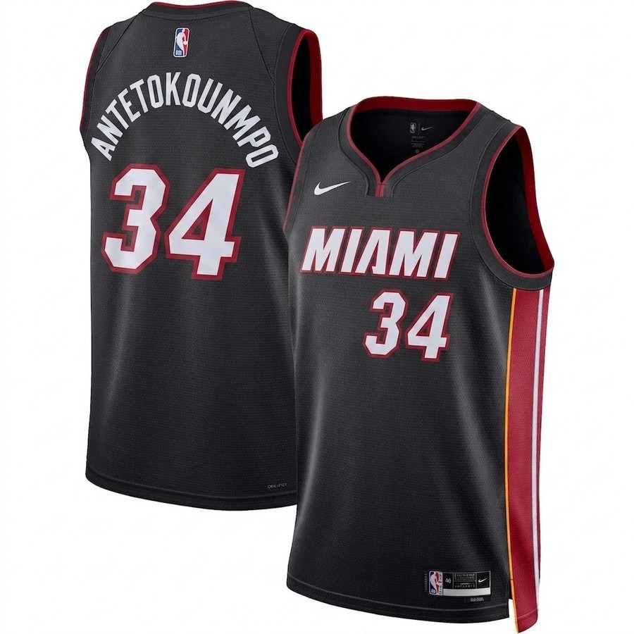 Men's Miami Heat #34 Giannis Antetokounmpo Black 2026 Stitched Jersey