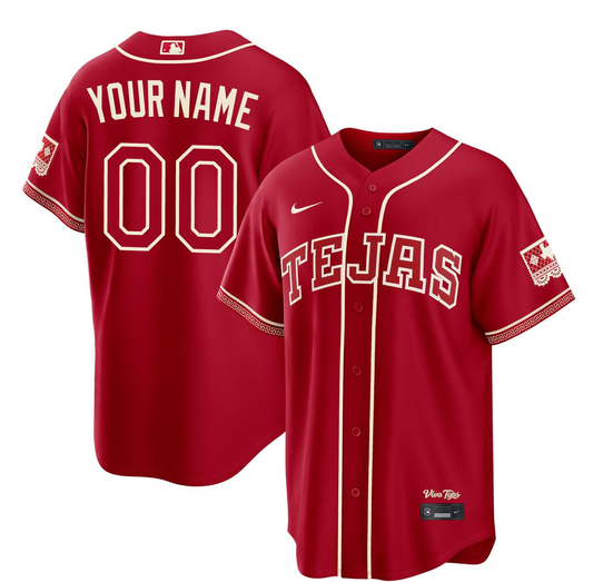 Men's Texas Rangers Active Player Custom Red 2026 City Connect Stadium Stitched Baseball Jersey