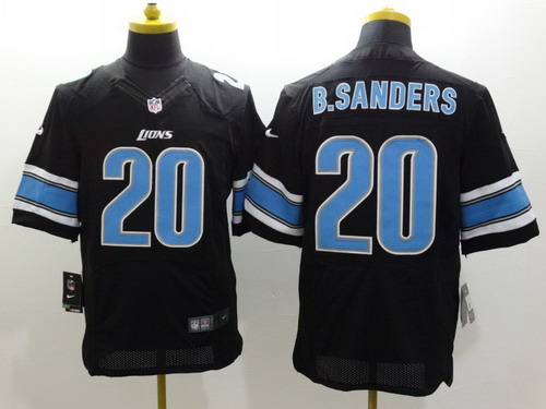 Nike Detroit Lions #20 Barry Sanders Black Elite Jersey