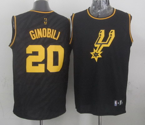 San Antonio Spurs #20 Manu Ginobili Revolution 30 Swingman 2014 Black With Gold Jersey