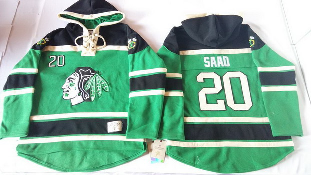 Old Time Hockey Chicago Blackhawks #20 Brandon Saad Green Hoodie