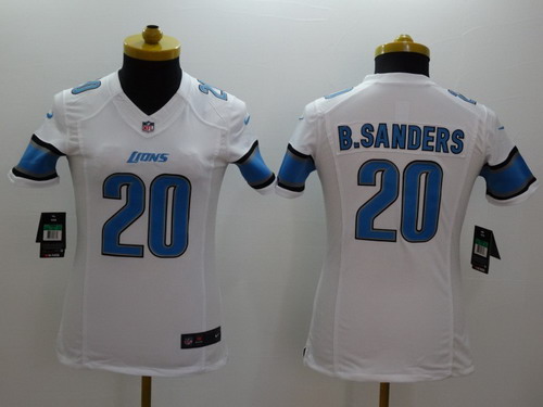 Nike Detroit Lions #20 Barry Sanders White Limited Womens Jersey