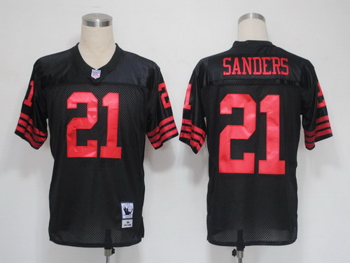 San Francisco 49ers #21 Deion Sanders Black Throwback Jersey