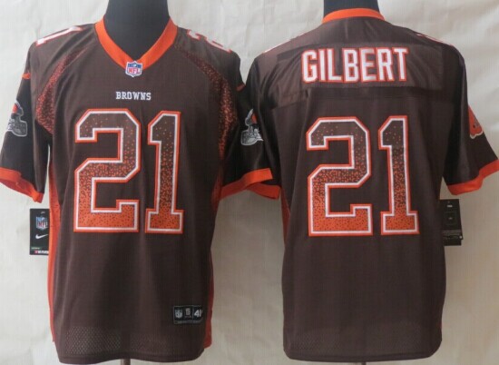 Nike Cleveland Browns #21 Justin Gilbert Drift Fashion Brown Elite Jersey