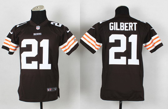 Nike Cleveland Browns #21 Justin Gilbert Brown Game Kids Jersey