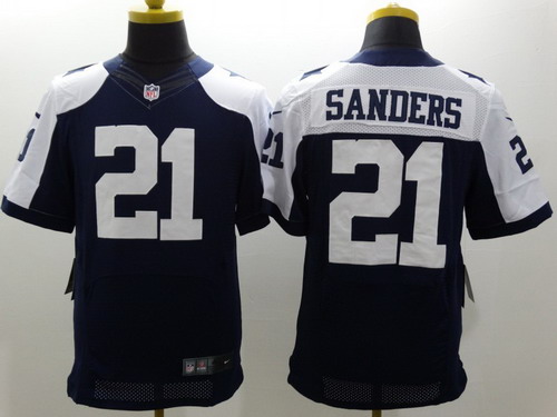 Nike Dallas Cowboys #21 Deion Sanders Blue Thanksgiving Elite Jersey