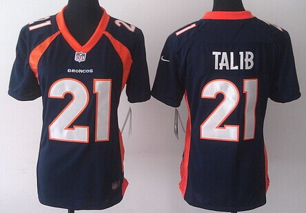 Nike Denver Broncos #21 Aqib Talib 2013 Blue Game Womens Jersey