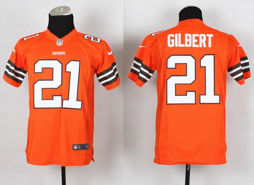 Nike Cleveland Browns #21 Justin Gilbert Orange Game Kids Jersey