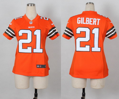 Nike Cleveland Browns #21 Justin Gilbert Orange Game Womens Jersey