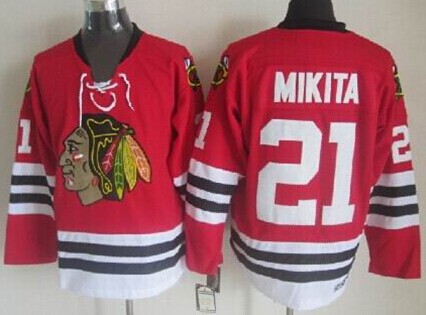 Chicago Blackhawks #21 Stan Mikita Red Throwback CCM Jersey