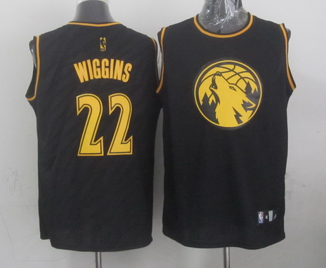 Minnesota Timberwolves #22 Andrew Wiggins Revolution 30 Swingman 2014 Black With Gold Jersey