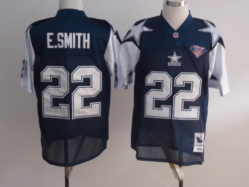 Dallas Cowboys #22 Emmitt Smith Blue Thanksgiving 75TH Throwback Jersey