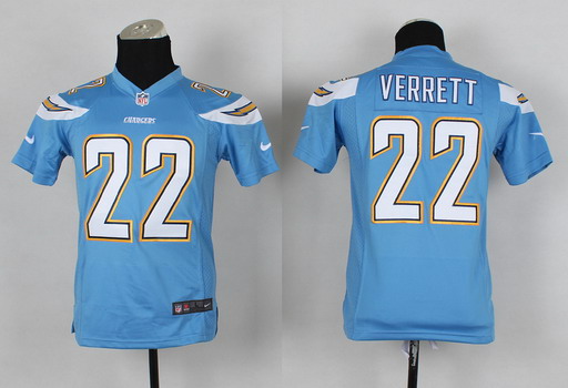 Nike San Diego Chargers #22 Jason Verrett 2013 Light Blue Game Kids Jersey