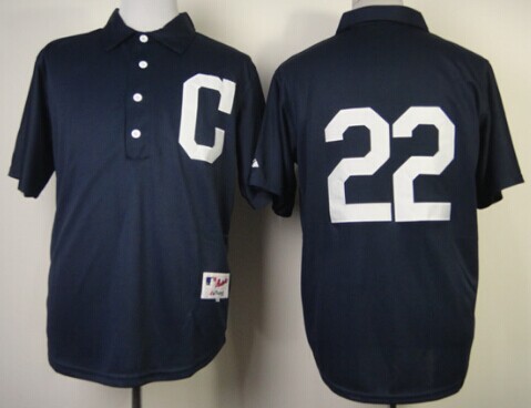 Cleveland Indians #22 Jason Kipnis 1902 Navy Blue Jersey