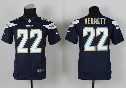 Nike San Diego Chargers #22 Jason Verrett 2013 Navy Blue Game Kids Jersey