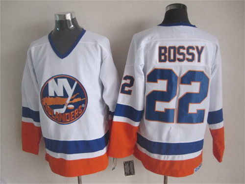 New York Islanders #22 Mike Bossy White Throwback CCM Jersey 