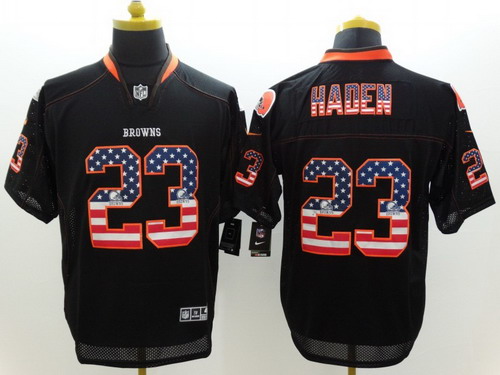 Nike Cleveland Browns #23 Joe Haden 2014 USA Flag Fashion Black Elite Jersey