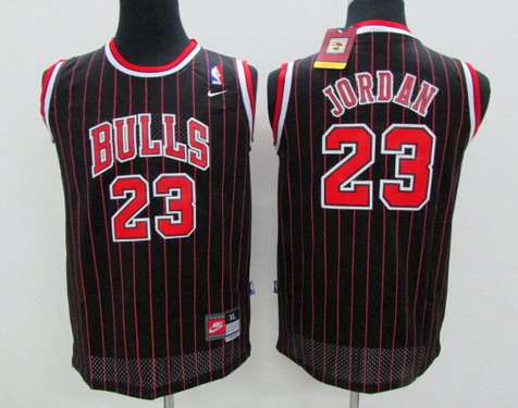 Youth Chicago Bulls #23 Michael Jordan Black PinstripeJersey