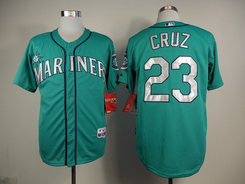 Seattle Mariners #23 Nelson Cruz Green With Silver Jersey