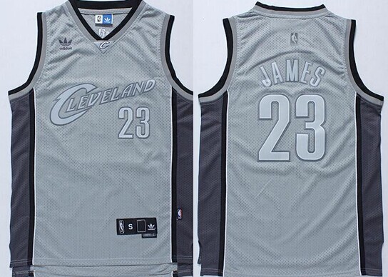 Cleveland Cavaliers #23 LeBron James Gray Swingman Throwback Jersey