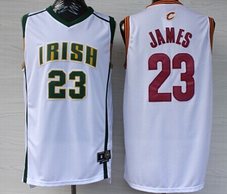 Cleveland Cavaliers&The Fighting Irish #23 LeBron James Revolution 30 Swingman White Jersey