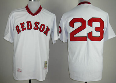 Boston Red Sox #23 Luis Tiant 1975 White Throwback Jersey