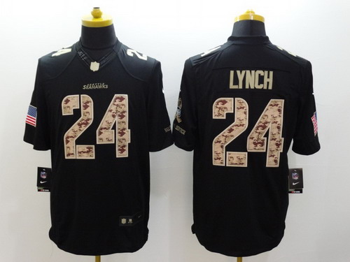 Nike Seattle Seahawks #24 Marshawn Lynch Salute to Service Black Limited Jersey