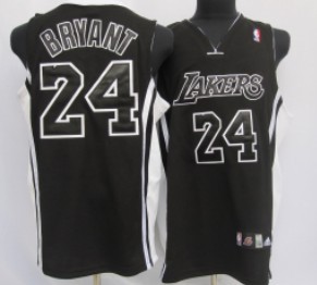 Los Angeles Lakers #24 Kobe Bryant All Black With White Swingman Jersey