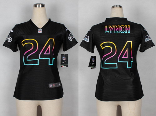 Nike Seattle Seahawks #24 Marshawn Lynch Pro Line Black Fashion Womens Jersey