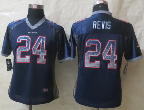 Nike New England Patriots #24 Darrelle Revis Drift Fashion Blue Womens Jersey