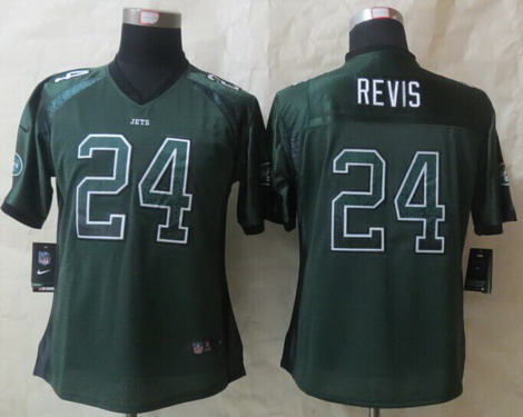 Nike New York Jets #24 Darrelle Revis Drift Fashion Green Womens Jersey