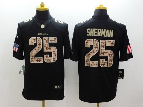 Nike Seattle Seahawks #25 Richard Sherman Salute to Service Black Limited Jersey