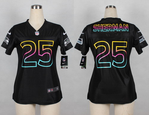 Nike Seattle Seahawks #25 Richard Sherman Pro Line Black Fashion Womens Jersey