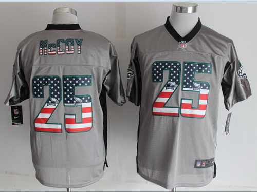 Nike Philadelphia Eagles #25 LeSean McCoy 2014 USA Flag Fashion Gray Elite Jersey