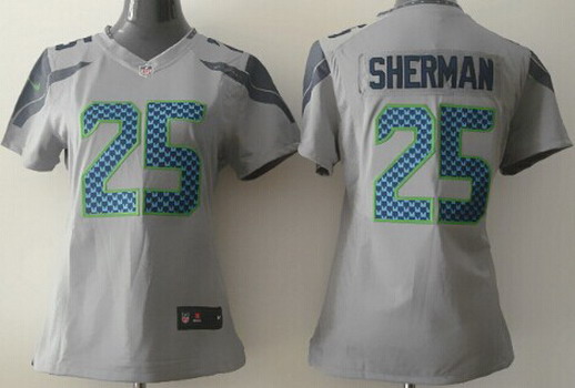 Nike Seattle Seahawks #25 Richard Sherman Gray Game Womens Jersey