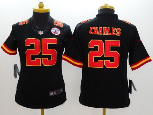 Nike Kansas City Chiefs #25 Jamaal Charles Black Limited Womens Jersey