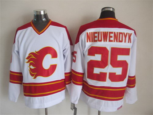 Calgary Flames #25 Joe Nieuwendyk White Throwback CCM Jersey