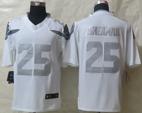 Nike Seattle Seahawks #25 Richard Sherman Platinum White Limited Jersey