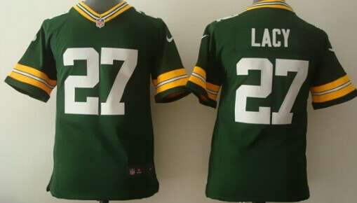 Nike Green Bay Packers #27 Eddie Lacy Green Game Kids Jersey