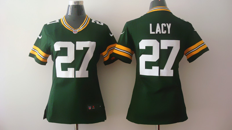 Nike Green Bay Packers #27 Eddie Lacy Green Game Womens Jersey