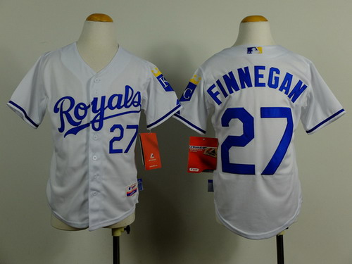 Kansas City Royals #27 Brandon Finnegan White Kids Jersey