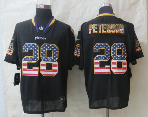 Nike Minnesota Vikings #28 Adrian Peterson 2014 USA Flag Fashion Black Elite Jersey