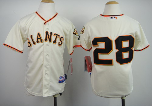 San Francisco Giants #28 Buster Posey Cream Kids Jersey