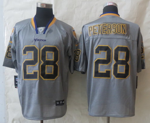 Nike Minnesota Vikings #28 Adrian Peterson Lights Out Gray Elite Jersey