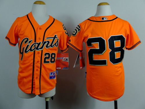 San Francisco Giants #28 Buster Posey Orange Kids Jersey