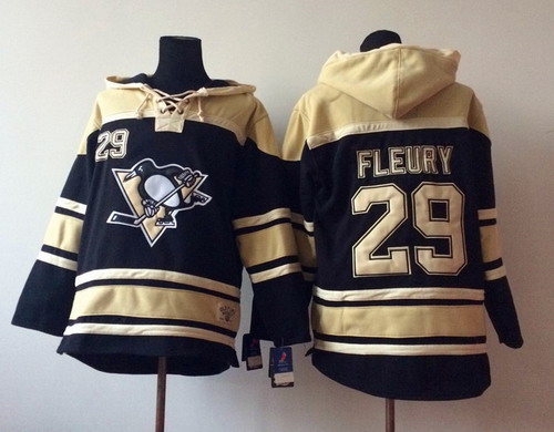 Old Time Hockey Pittsburgh Penguins #29 Marc-Andre Fleury Black Hoodie