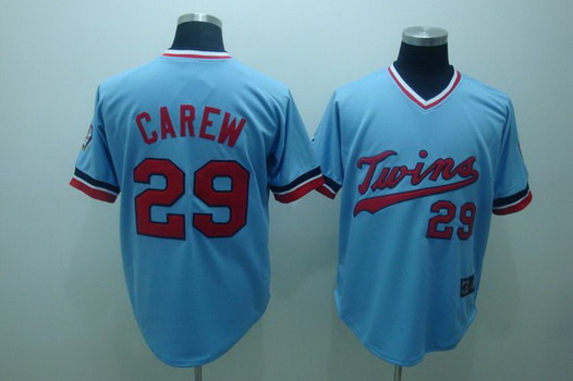 Minnesota Twins #29 Rod Carew Light Blue Throwback Jersey