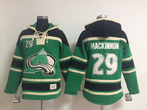 Old Time Hockey Colorado Avalanche #29 Nathan MacKinnon Green Hoodie