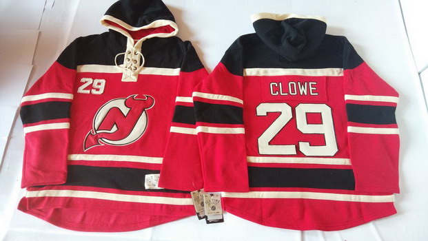 Old Time Hockey New Jersey Devils #29 Ryane Clowe Red With Black Hoodie