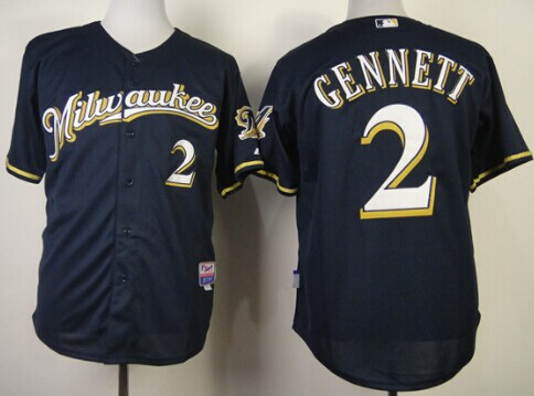 Milwaukee Brewers #2 Scooter Gennett 2014 Navy Blue Jersey